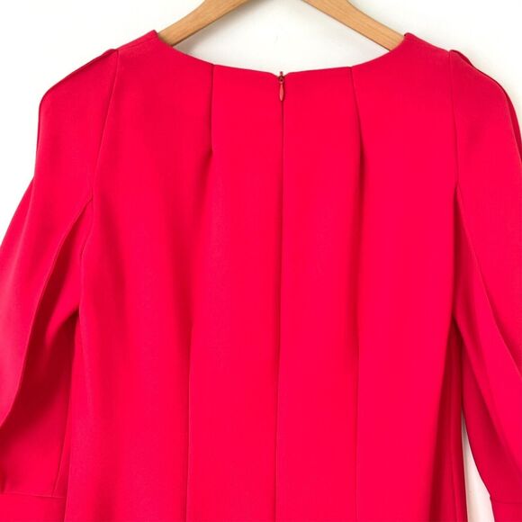 Laura Bernal Hot Pink Puff Sleeve Shift Dress 42 US 10 Elegant Chic Cocktail - Picture 7 of 13